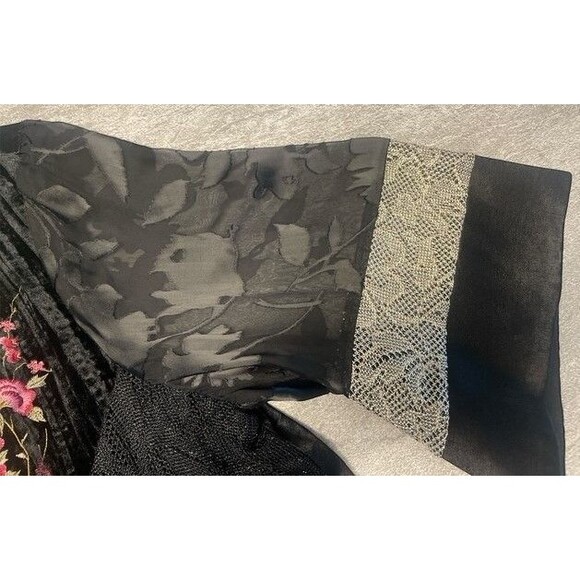 Spencer & Alexis 3X Velvet Burnout Kimono Embroidered Roses Floral Sheer Sleeve - Picture 4 of 8